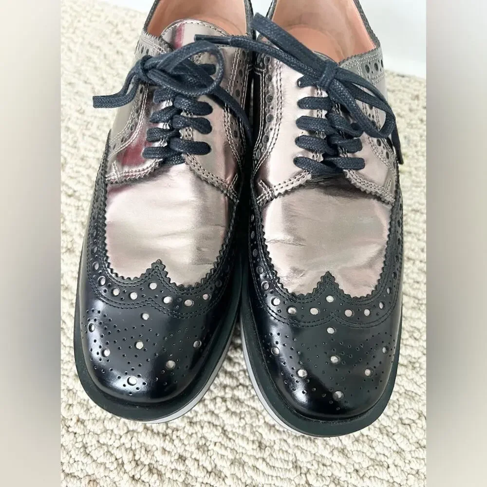 Robert clergerie metallic Oxford loafer platforms size 8 8.5